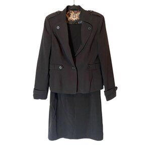 Anne Klein Black Sleeveless Sheath Dress & Button-Up Blazer Set Size 10